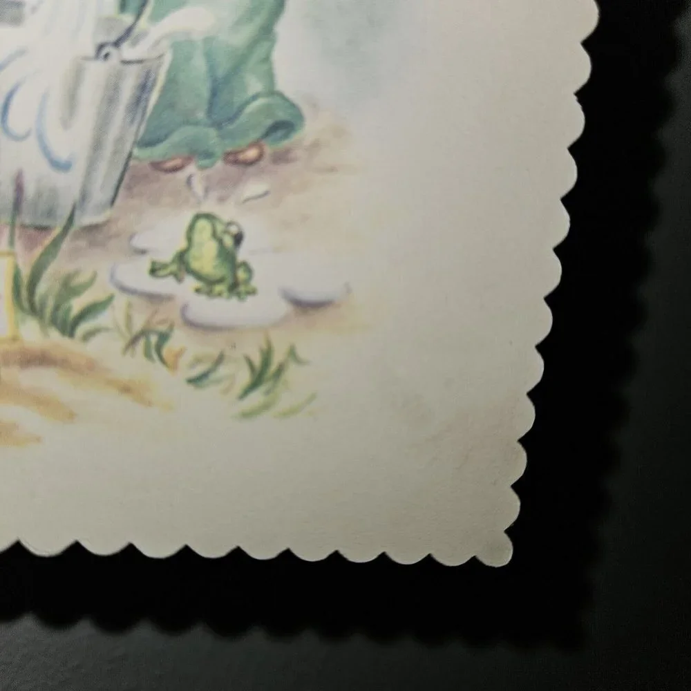 VTG Get Well Soon Greeting Card Boy Bird Water Scalloped Harry Doehla NEVER USED